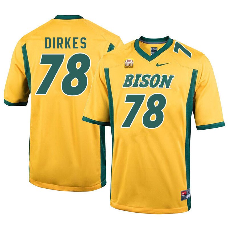 Men #78 Nate Dirkes North Dakota State Bison College Football Jerseys Sale-Yellow - Click Image to Close